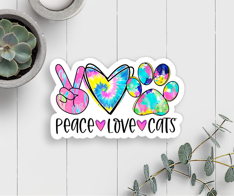 Peace Love Cats Vinyl Sticker