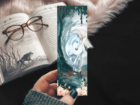 Enchanted Forest White Horse Bookmark