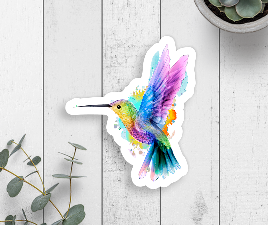 Hummingbird Watercolor Vinyl Sticker