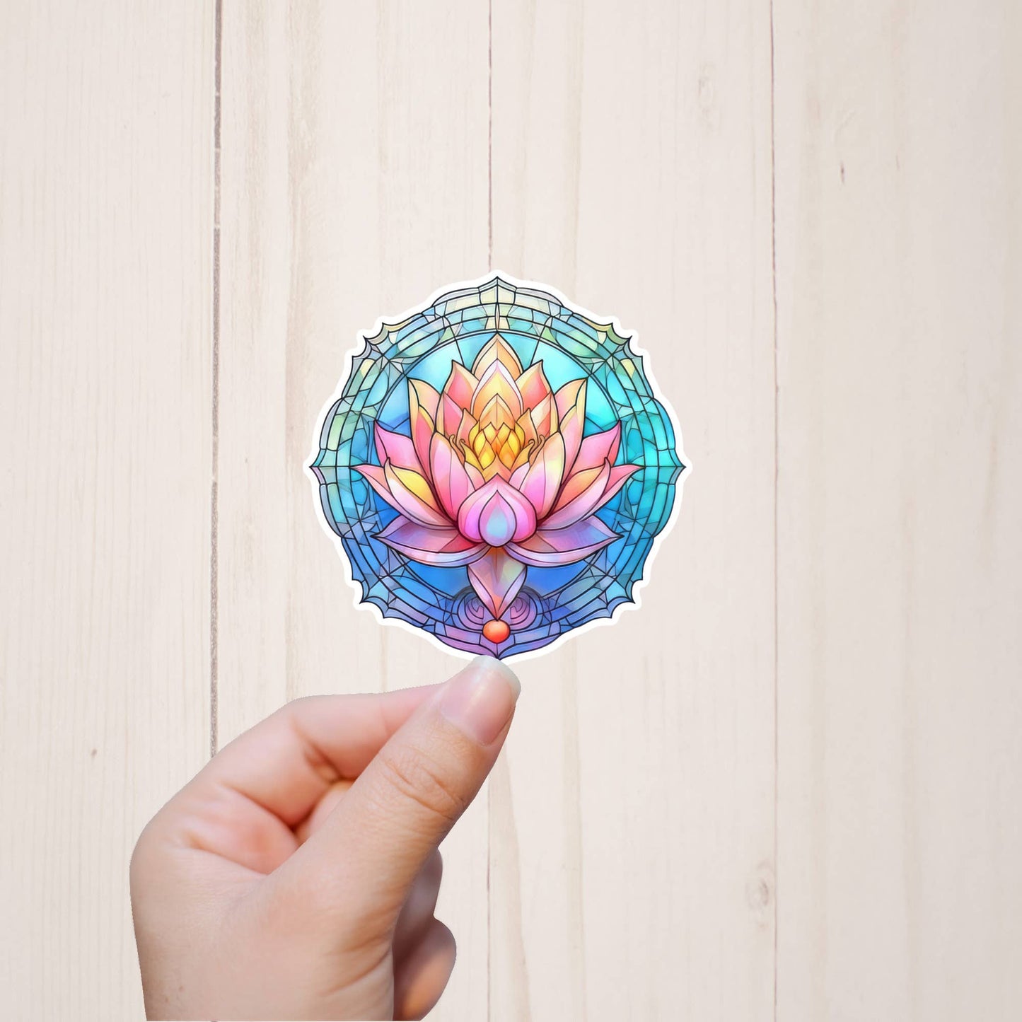 Lotus Stained Glass Vinyl Stickers