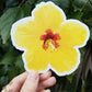 Yellow Hibiscus Flower Vinyl Sticker