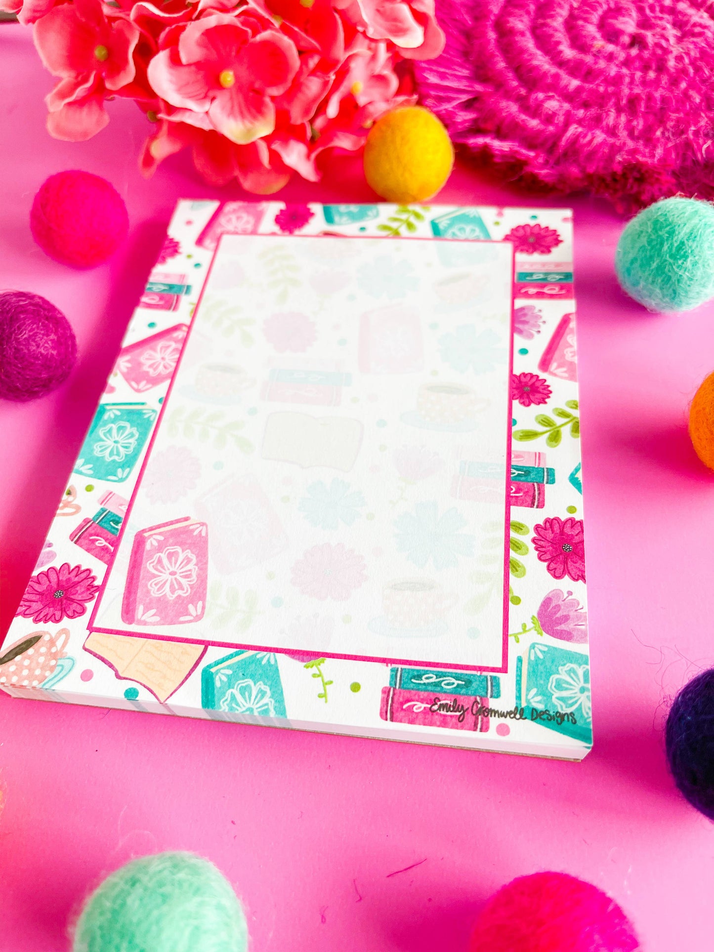 Floral Bookish Pattern Notepad