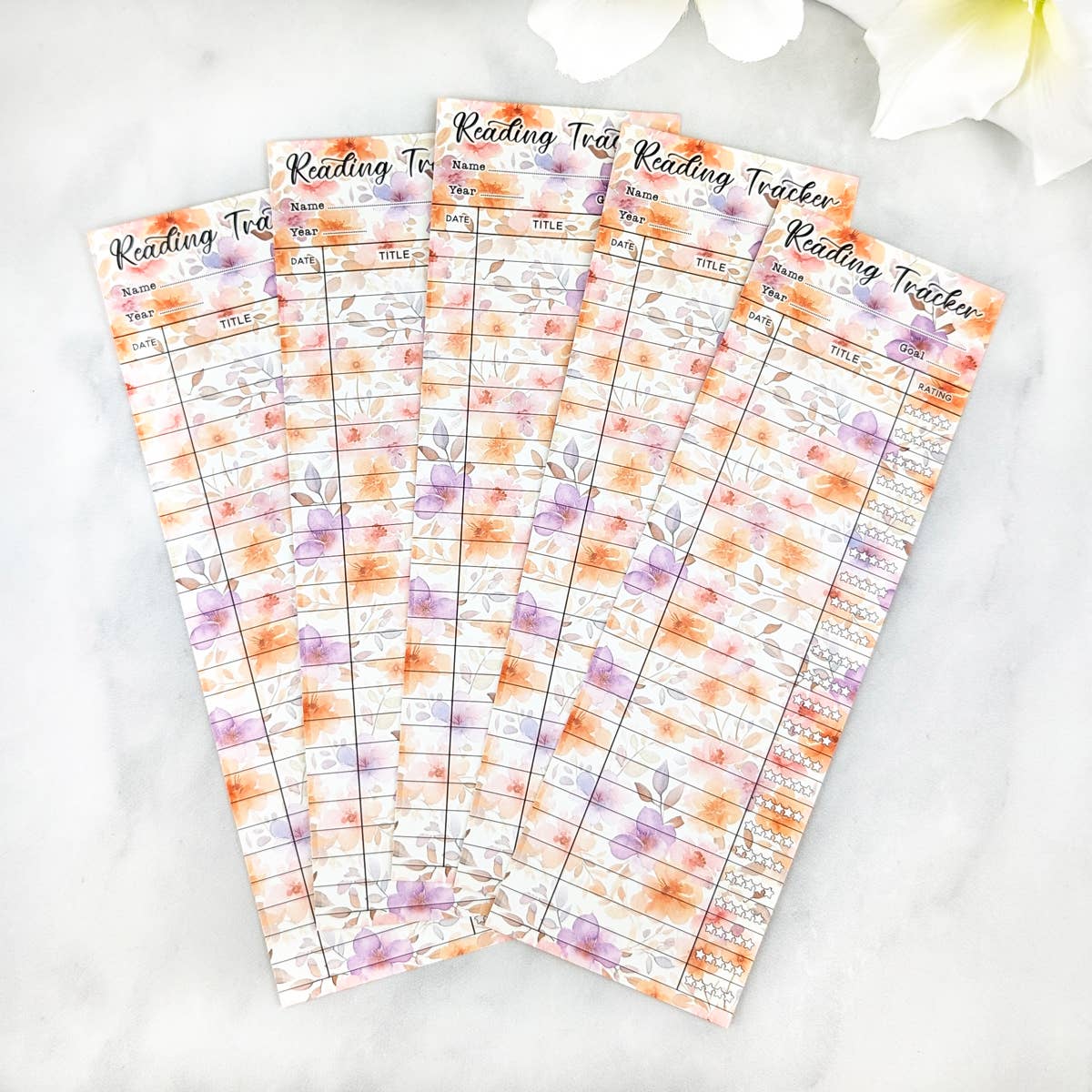 Floral Reading Tracker Bookmark