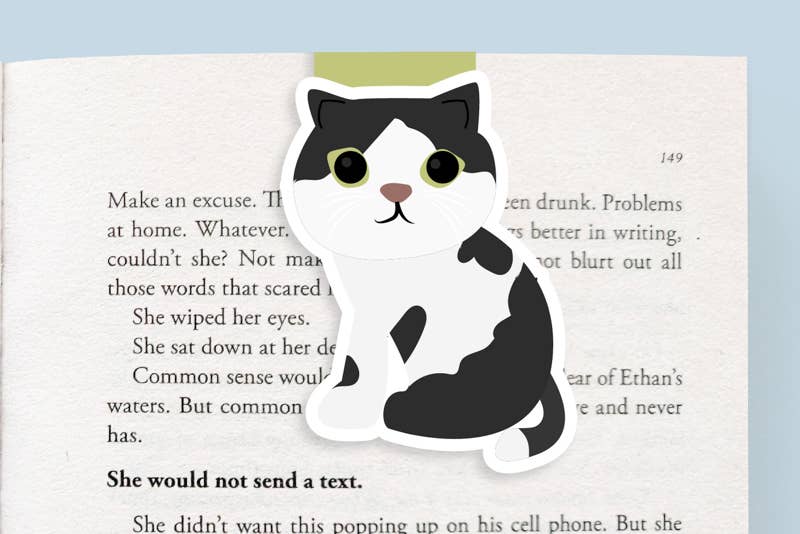 Tuxedo Black and White Cat - Jumbo Magnetic Bookmark