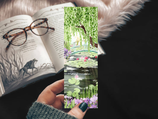 Monet's Garden with Lily pads Watercolor Floral Bookmark